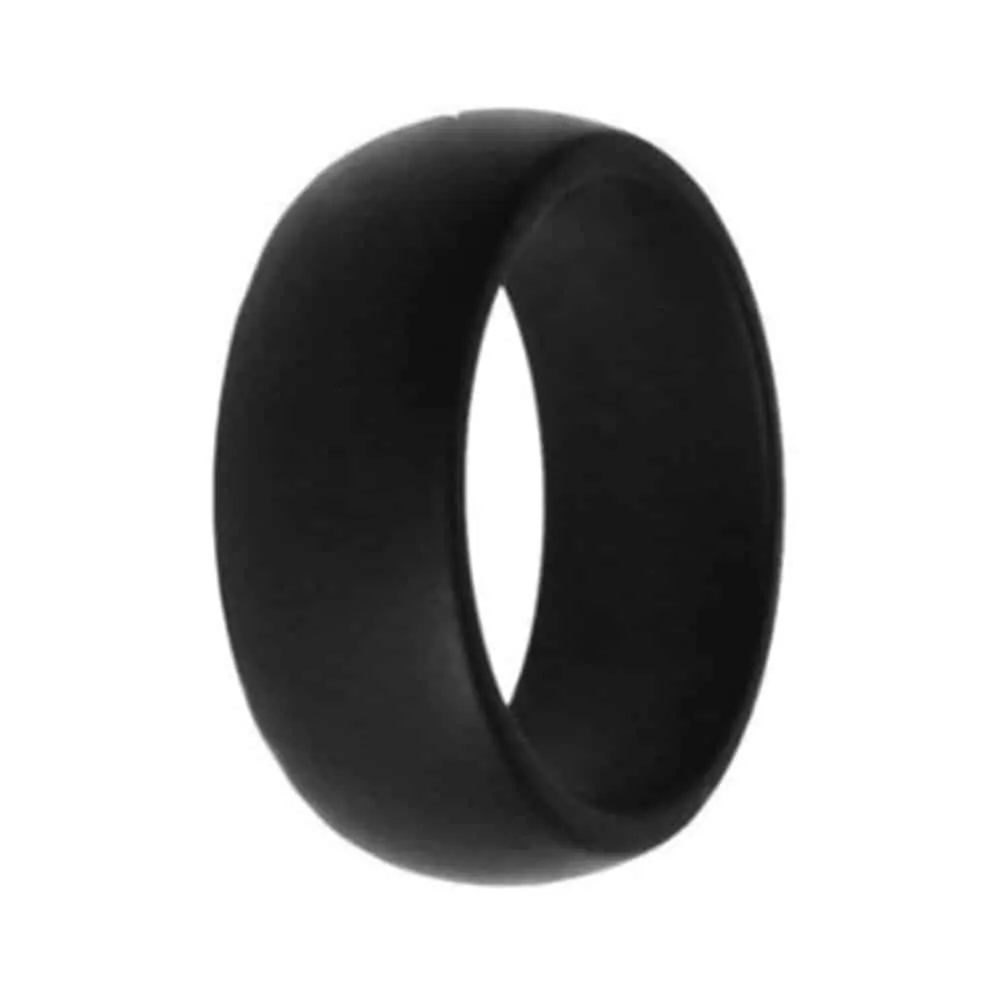 Men's Wedding Exercise Silicone Ring- 8mm- Black- Q