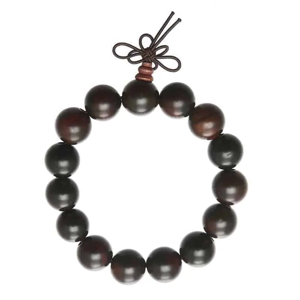 Unisex Handmade Dark Brown Wood Bead Elasticated Bracelet- S/M
