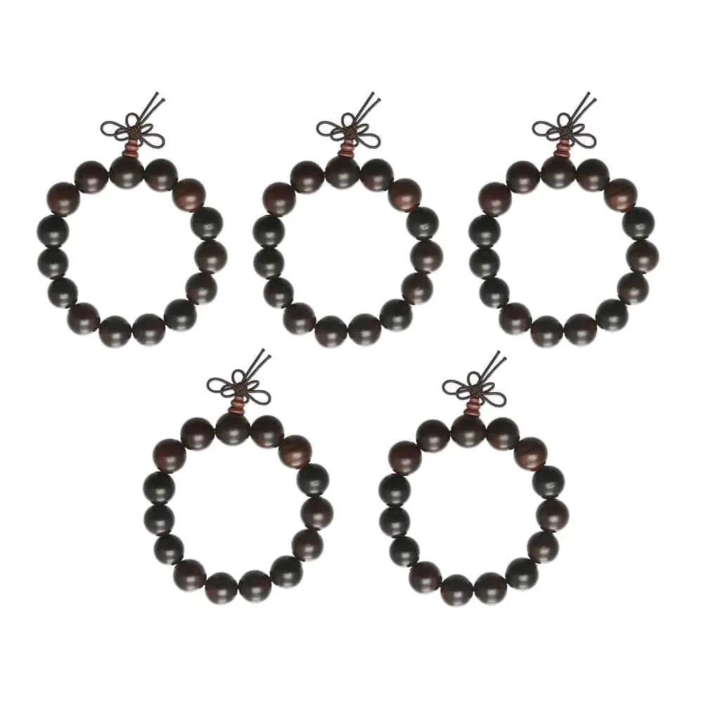 Unisex Handmade Wooden Bead Elasticated Bracelets - 5 Combo