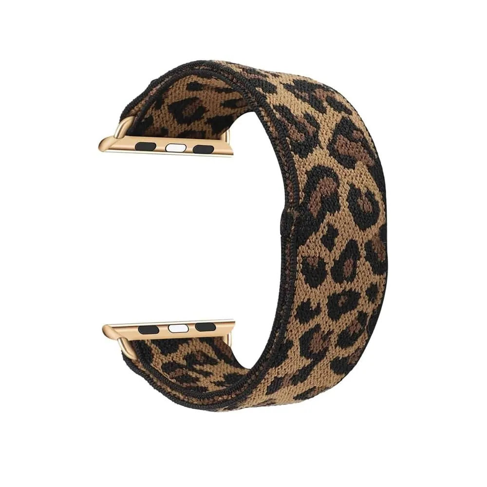 Stretchy Elastic Nylon Strap for 42/44/45/49mm Apple Watch- Leopard
