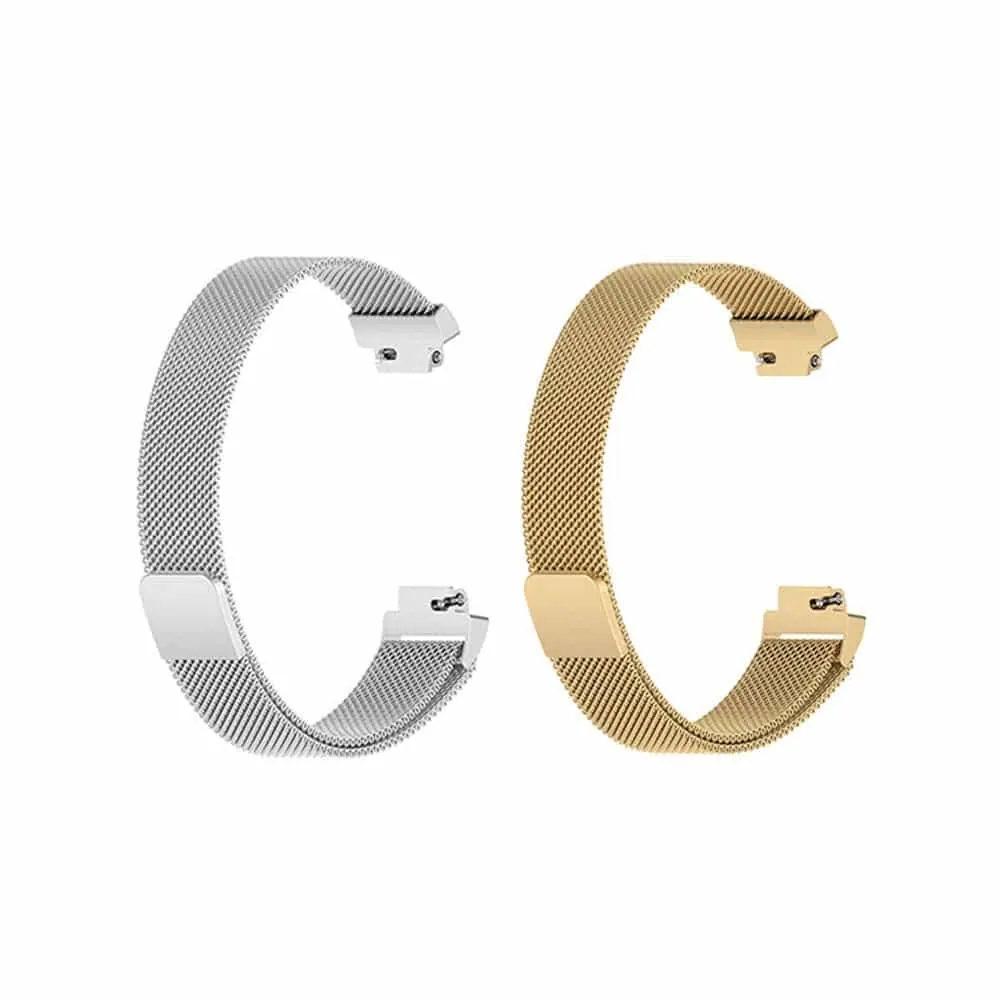 Milanese Stainless Steel Strap for Fitbit Inspire 2 (M/L)- Silver/Gold Combo