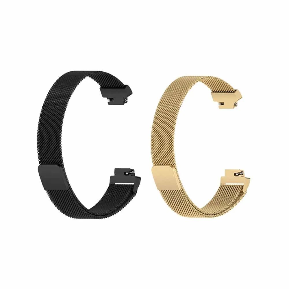 Milanese Stainless Steel Strap for Fitbit Inspire 2 (M/L)- Black/Gold Combo