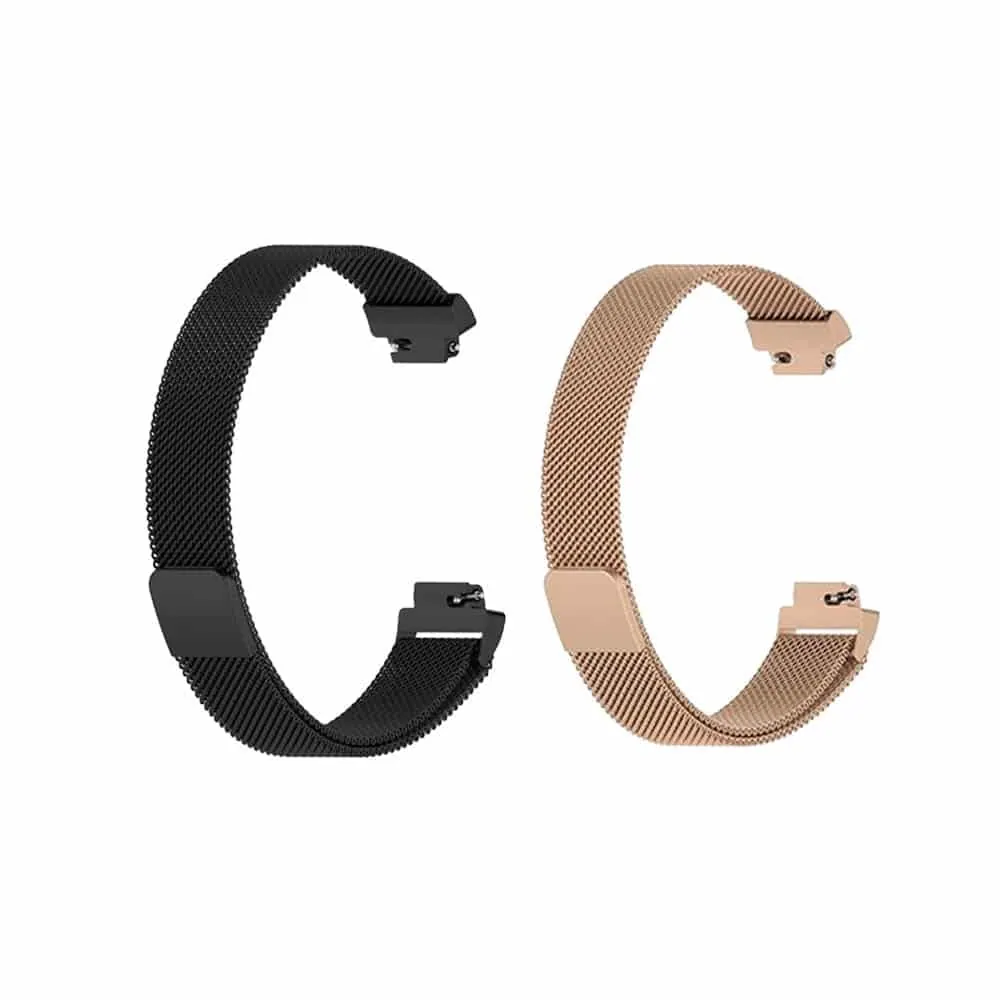 Milanese Stainless Steel Strap for Fitbit Inspire 2 (M/L)- Black/Rose Gold Combo