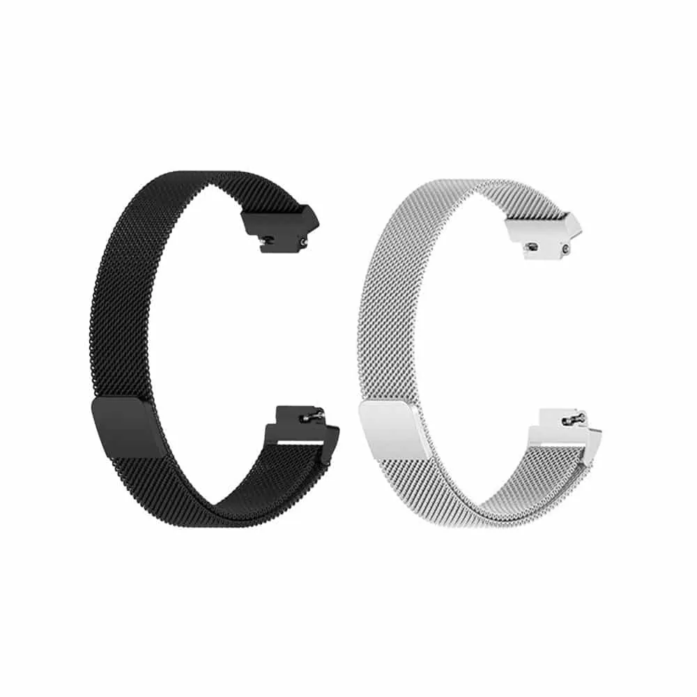 Milanese Stainless Steel Strap for Fitbit Inspire 2 (M/L)- Black/Silver Combo