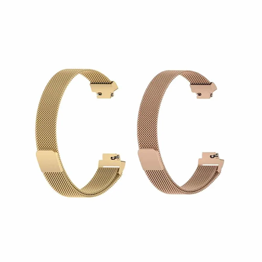 Milanese Stainless Steel Strap for Fitbit Inspire 2 (M/L)- Gold/Rose Gold Combo