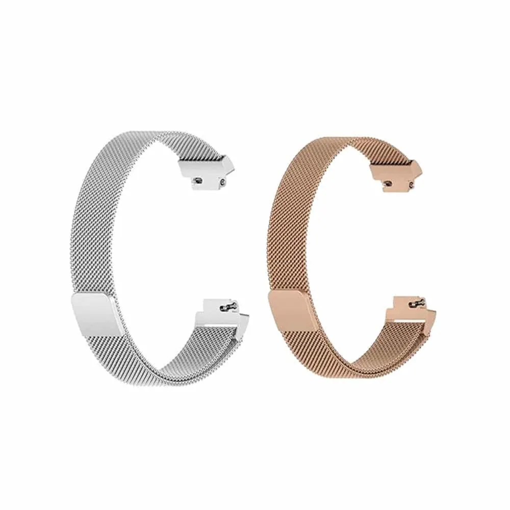 Milanese Stainless Steel Strap for Fitbit Inspire 2 (S/M)- Silver/Rose Gold Combo