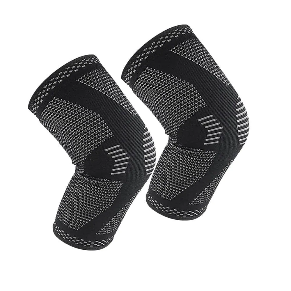 Elastic Sports Knee Compression Support Sleeve - 2 Pack - XL