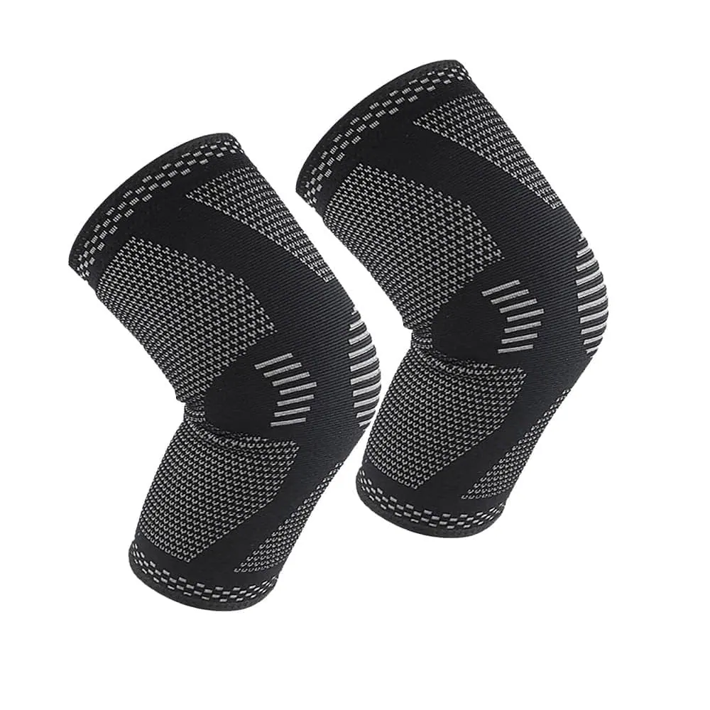 Elastic Sports Knee Compression Support Sleeve - 2 Pack - M