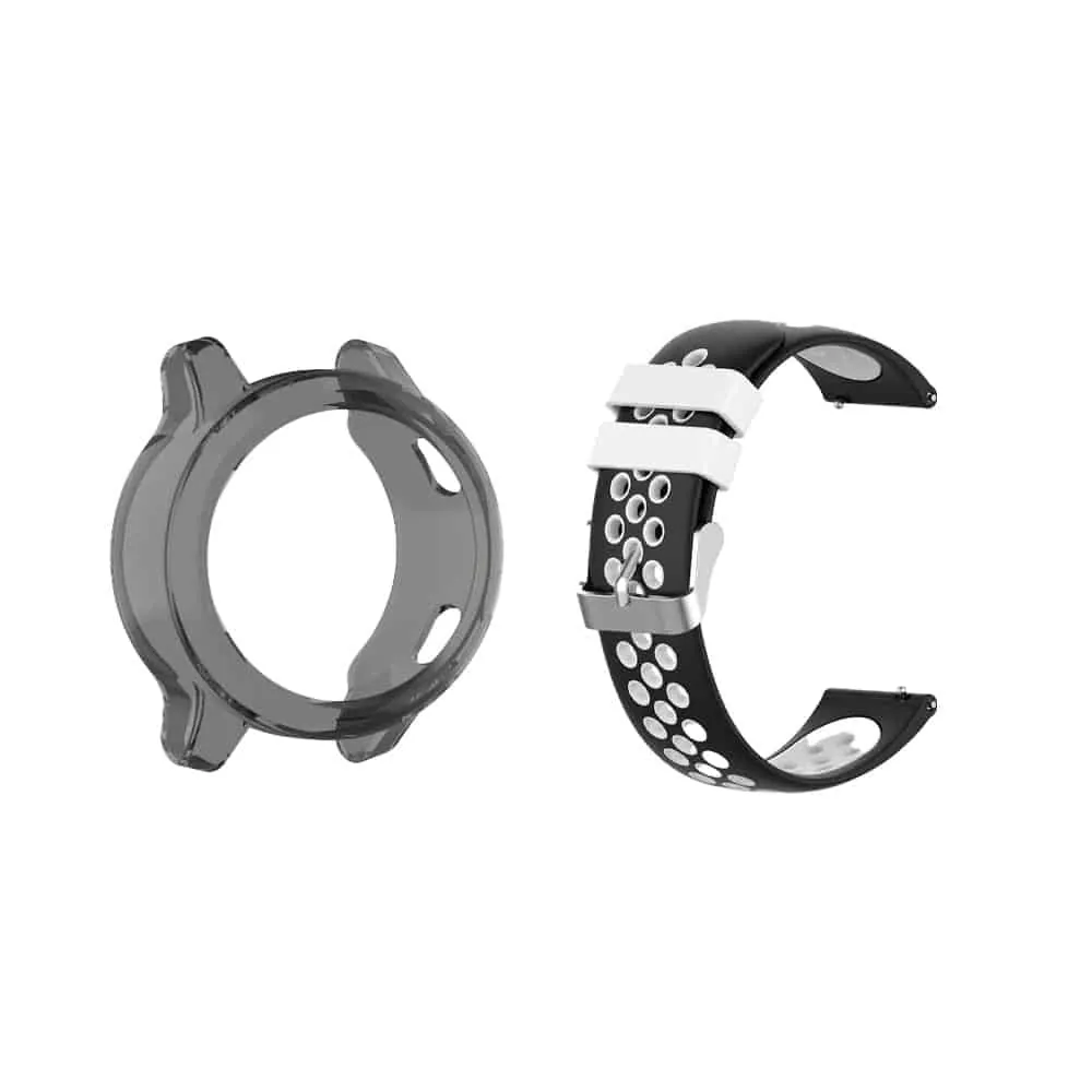 22mm Quick Release Silicone Strap & TPU Case Compatible with Garmin Vivoactive 4 - Black & White