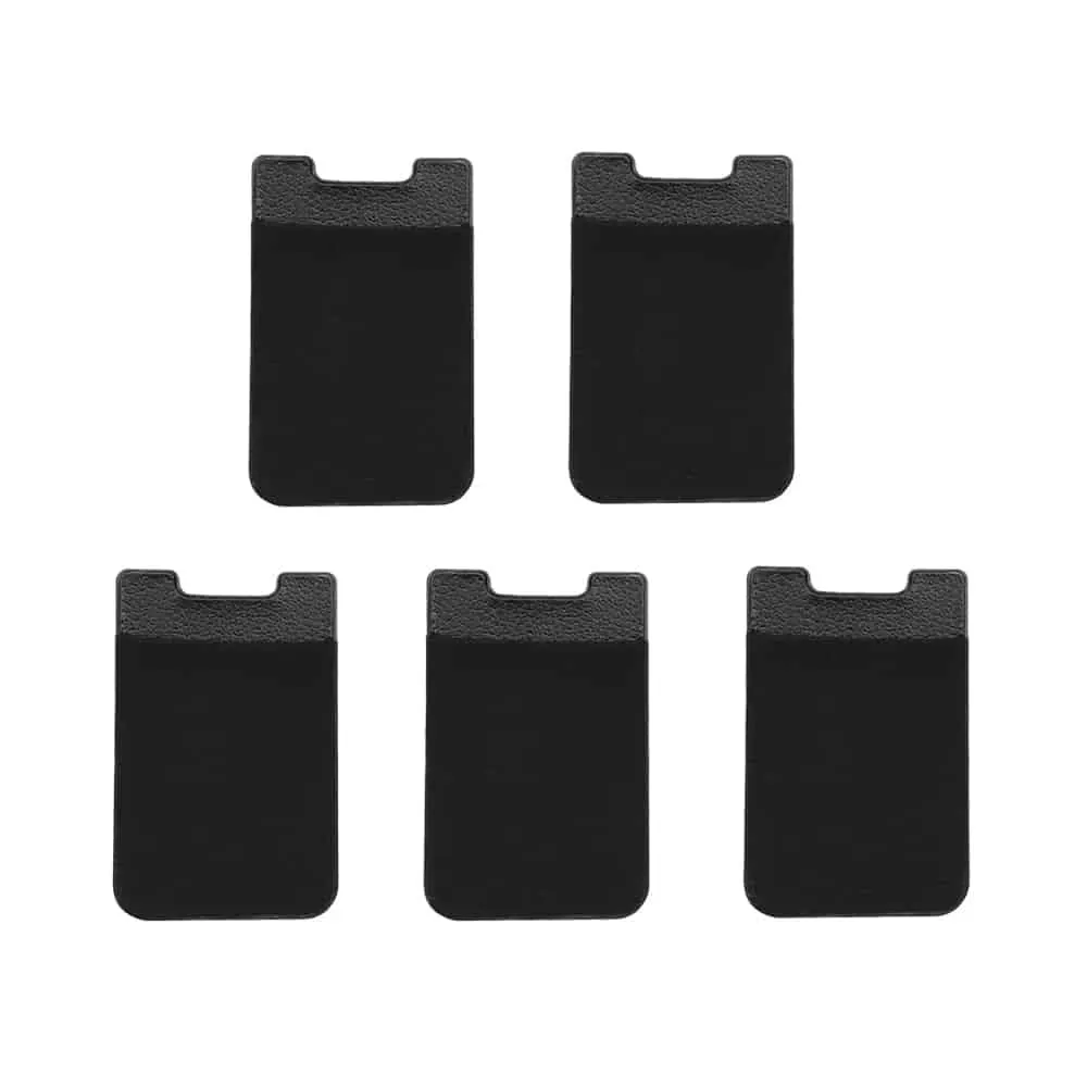 Adhesive RFID Blocking Lycra Wallet for Phone - Black - 5 Pack