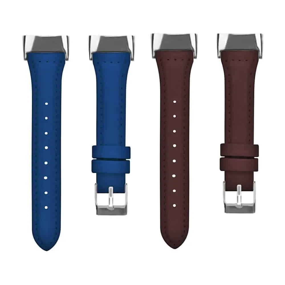 18mm PU Leather Strap for Huawei Band 6- Brown & Blue Combo