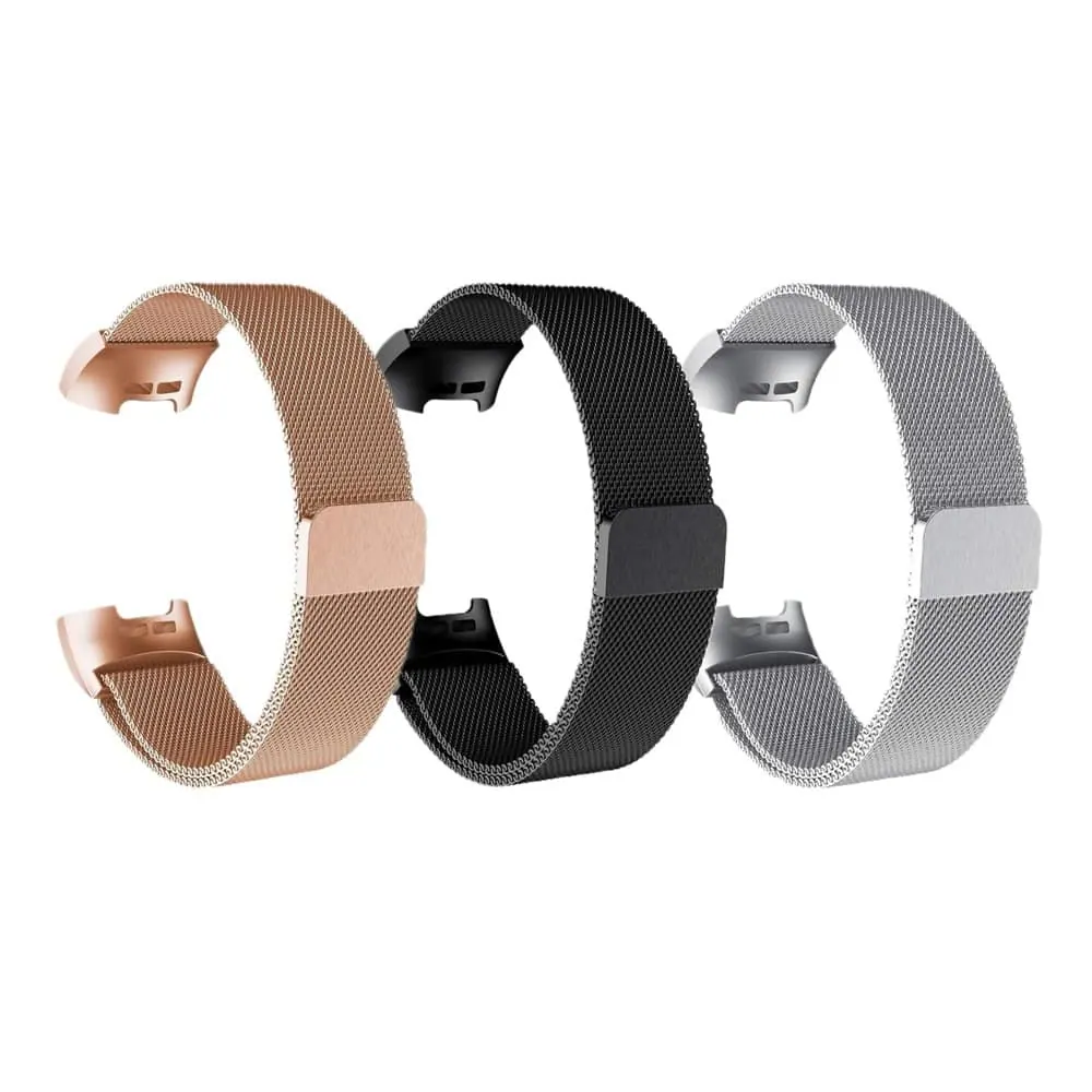 Steel Milanese Strap for Fitbit Charge 3/ 4- Gold Black Silver