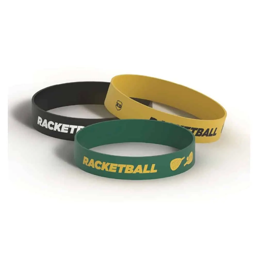Debossed "Racketball" Silicone Wristband Bracelet- 3 Pack