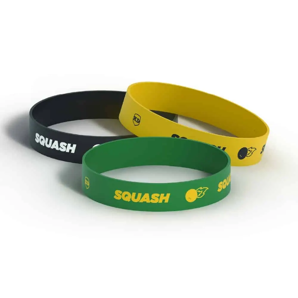 Debossed "Squash" Silicone Wristband Bracelet- 3 Pack