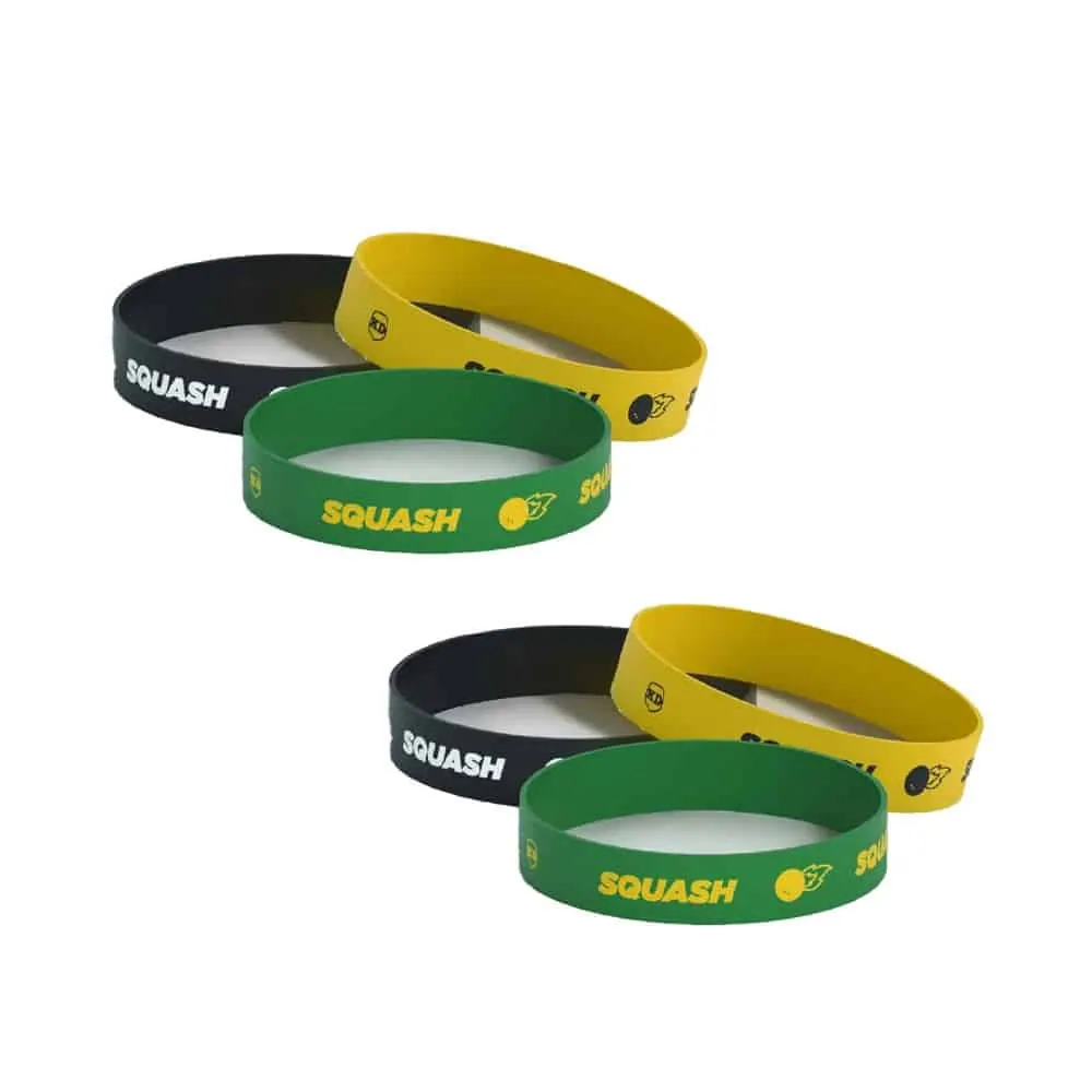 Debossed "Squash" Silicone Wristband Bracelet- 3 Pack x2 Combo
