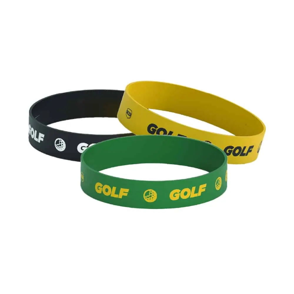 Debossed "Golf" Silicone Wristband Bracelet- 3 Pack