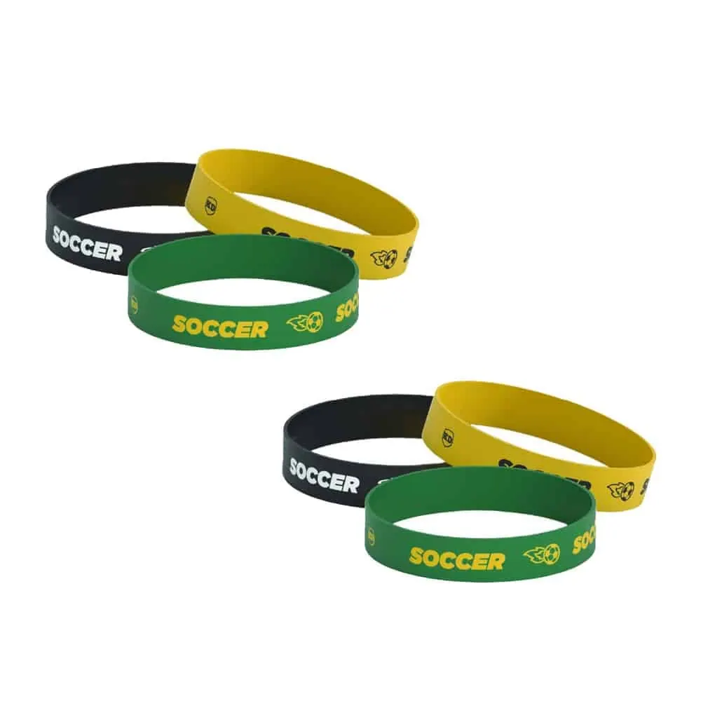 Debossed "Soccer" Silicone Wristband Bracelet-6 Pack