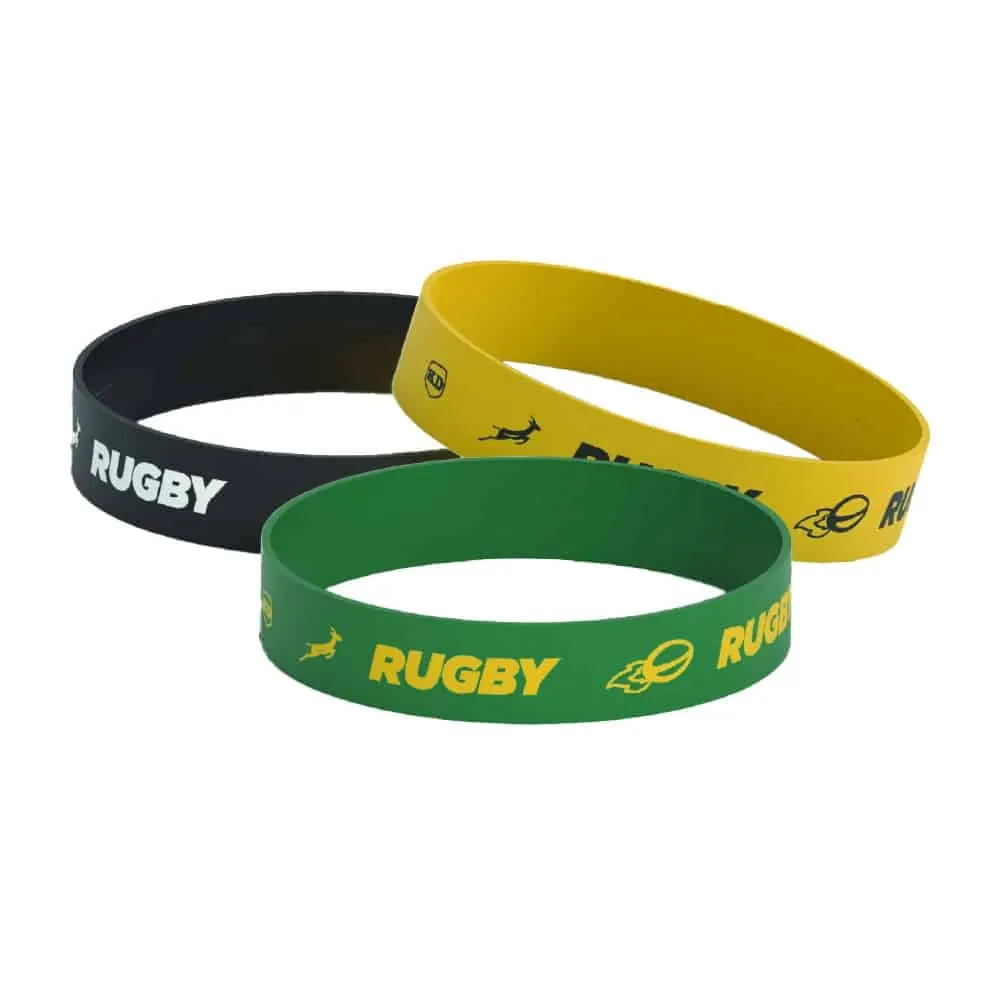 Debossed "Rugby" Silicone Wristband Bracelet- 3 Pack