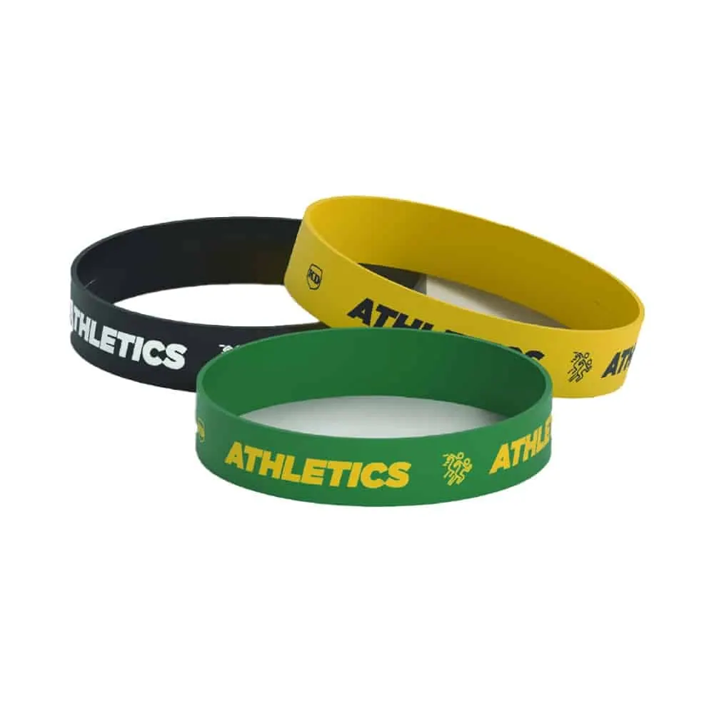Debossed "Athletics" Silicone Wristband Bracelet- 3 Pack