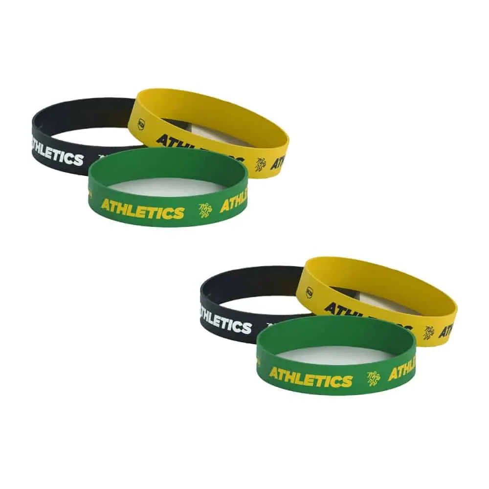 Debossed "Athletics" Silicone Wristband Bracelet- 6 Pack