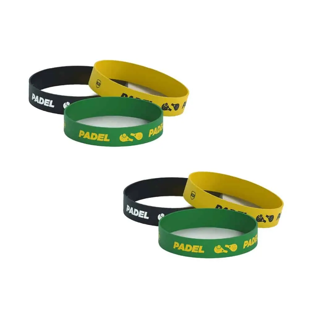 Debossed "Padel" Silicone Wristband Bracelet- 6 Pack