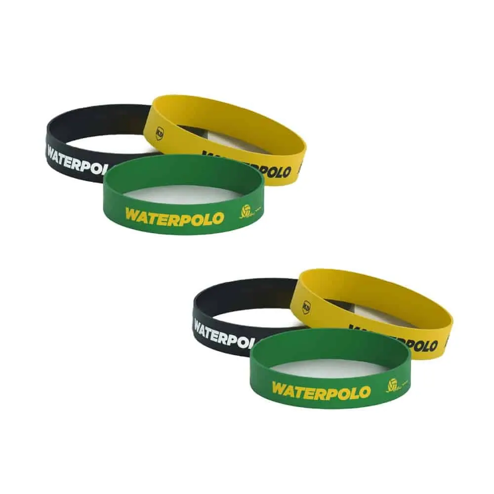 Debossed "Waterpolo" Silicone Wristband Bracelet- 6 Pack