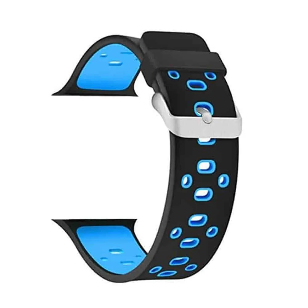 Perforated Silicone Strap for 38/40/41mm Apple Watch - Black & Blue