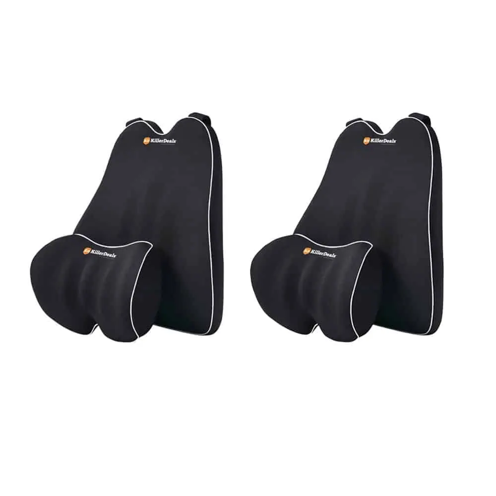 Car Travel Memory Foam Neck Lower Back Support Cushions - 2 Pack