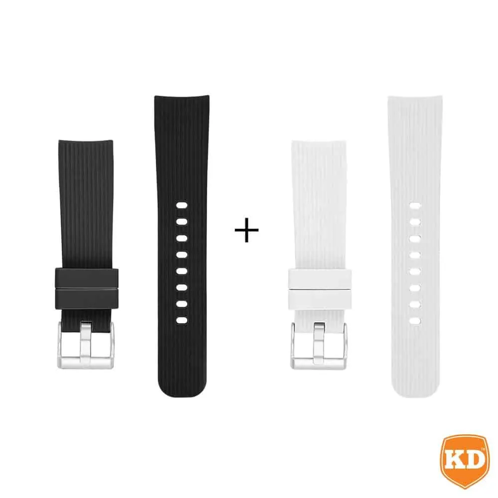 20mm PinFit Silicone Strap - Black & White, S/M