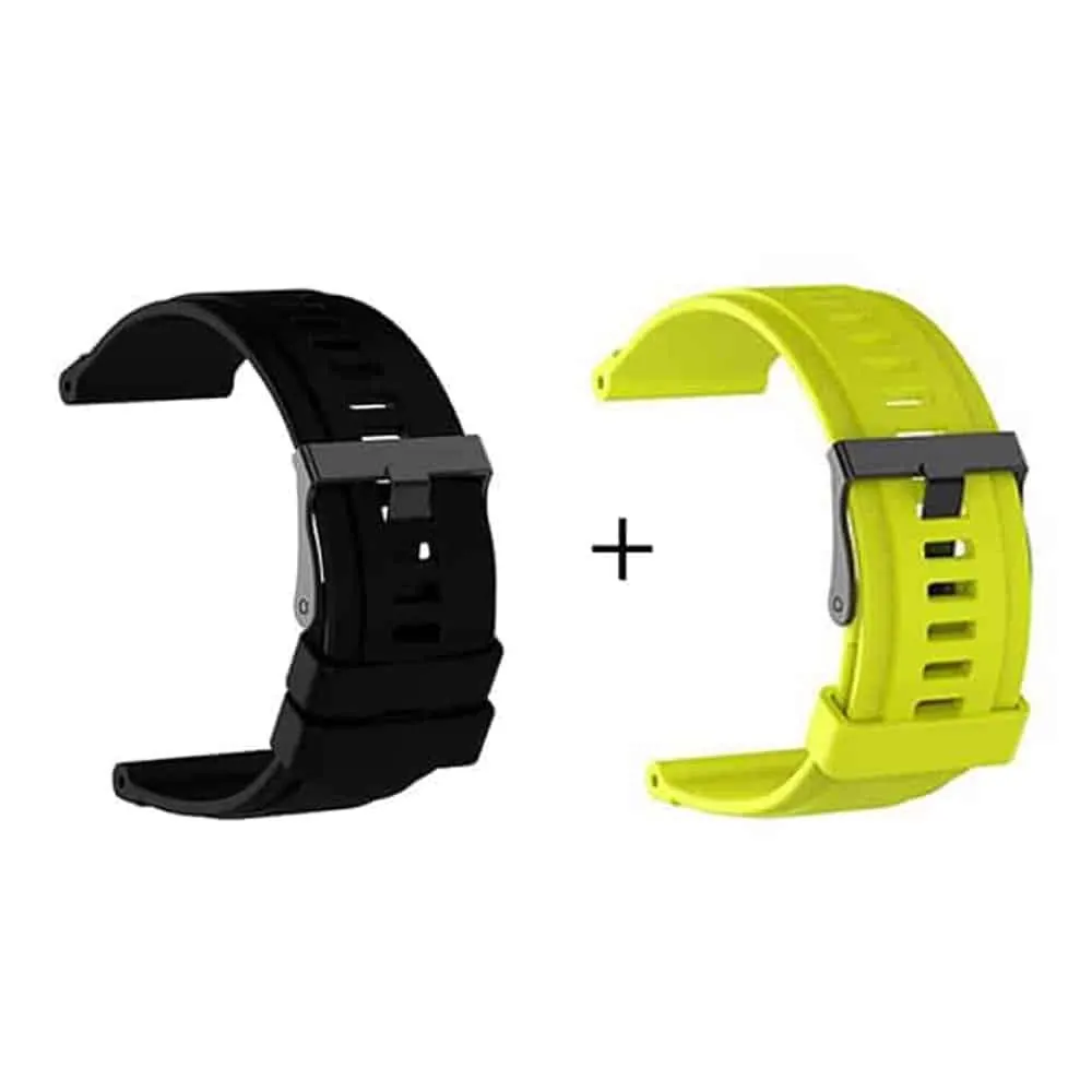 24mm Silicone Strap for Suunto Traverse- Black/Yellow Combo