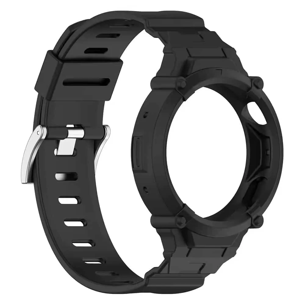 Silicone Strap with Protective Case for Vivo Watch 5- Black