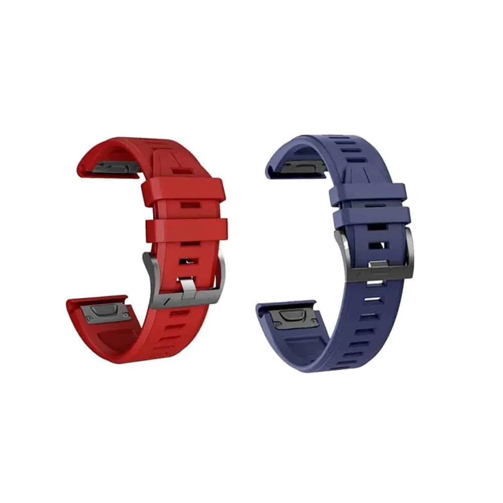 26mm EasyFit Silicone Strap for Garmin - Red and Midnight Blue, 2 Pack