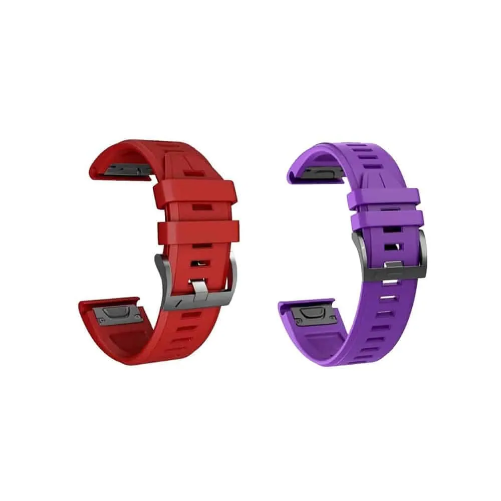26mm EasyFit Silicone Strap for Garmin - Red and Purple, 2 Pack