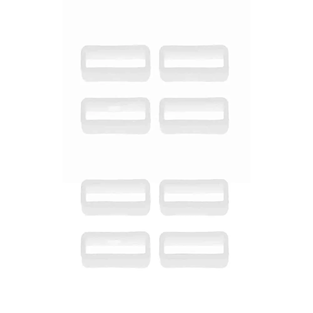 26mm PinFit Silicone Strap Loop Keepers (x4)- Black - White, 2 Pack