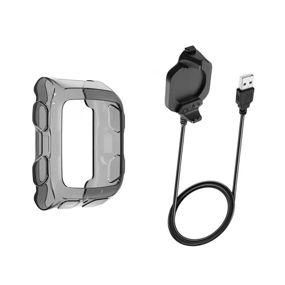 TPU Case & USB Charger Cable for Garmin Forerunner 920XT-Black