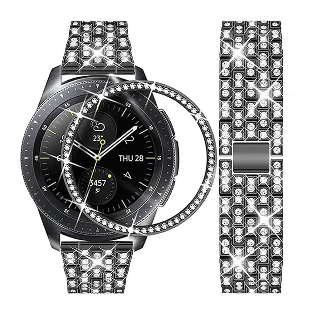 Shiny Steel Strap + Bezel Combo for Samsung Galaxy - S/M - Black