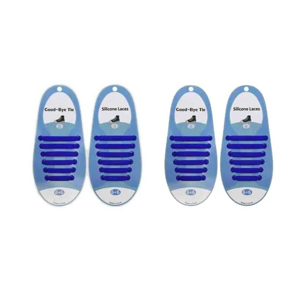 elastic lazy no-tie silicone speed laces - Dark blue (Kids) x2 Combo