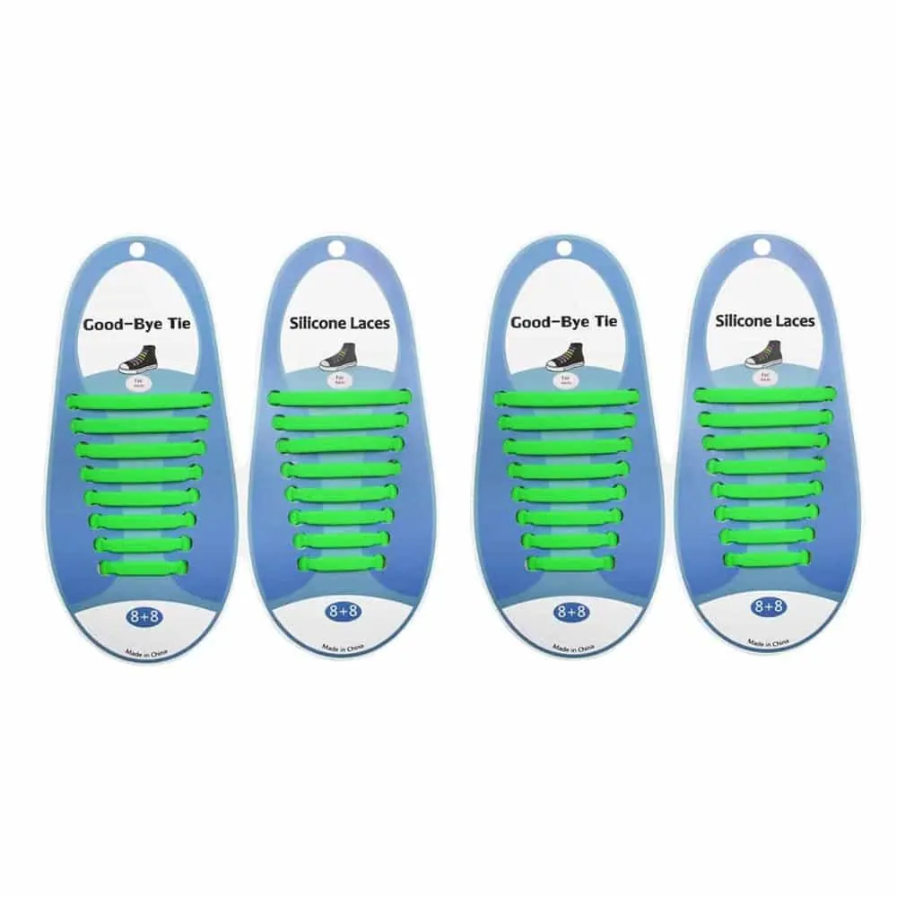 No-Tie Lazy Silicone Speed Shoelaces - Adults- x 2 Combo - Green