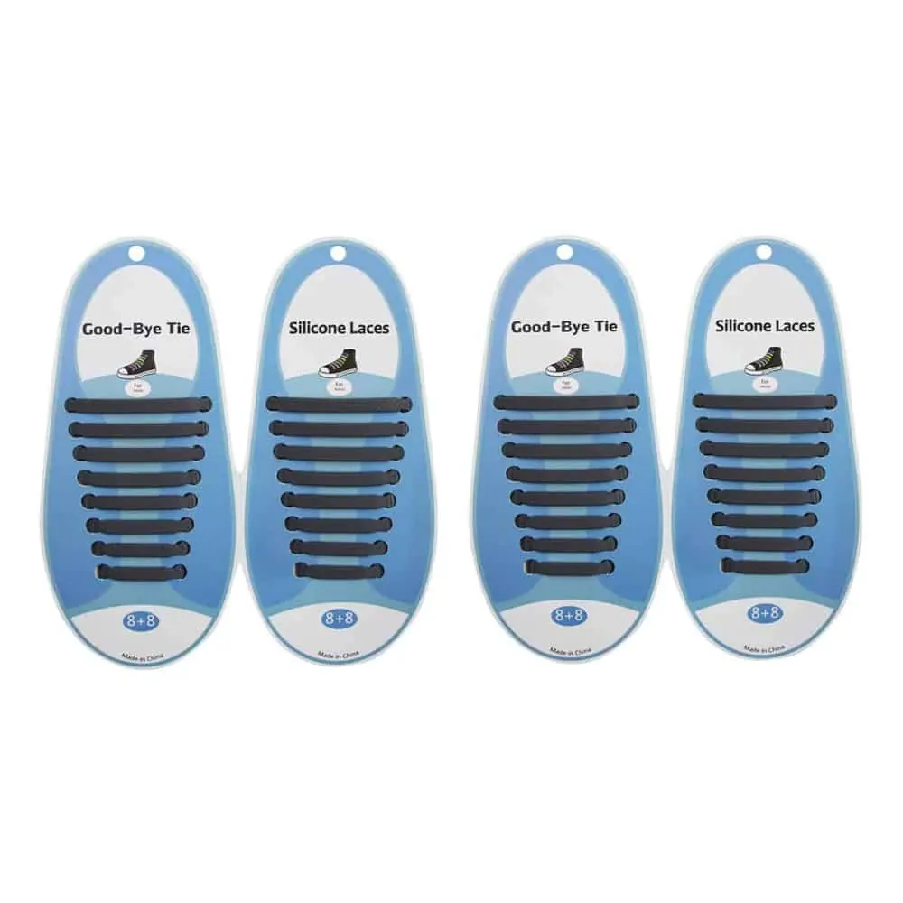 No-Tie Lazy Silicone Speed Shoelaces - Adults (x2) - Grey