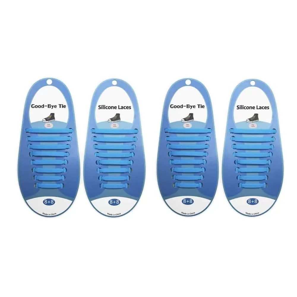 No-Tie Lazy Silicone Speed Shoelaces - Adults (x2) - Light Blue