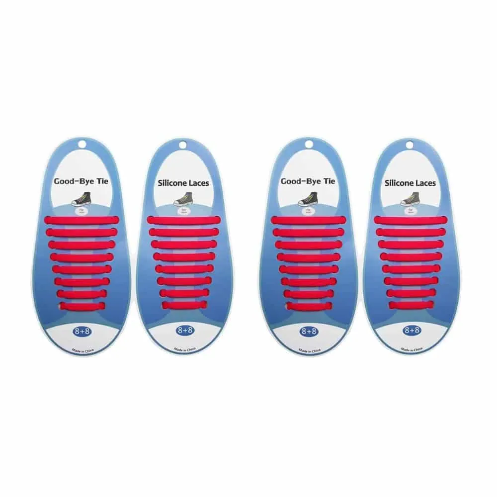 No-Tie Lazy Silicone Speed Shoelaces - Adults (x2) - Pink