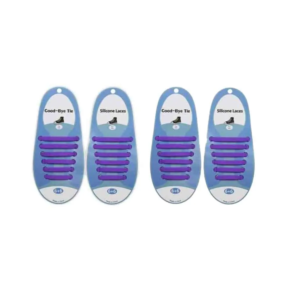 Elastic Lazy No-Tie Silicone Speed Laces - Kids- 2 Pack - Purple
