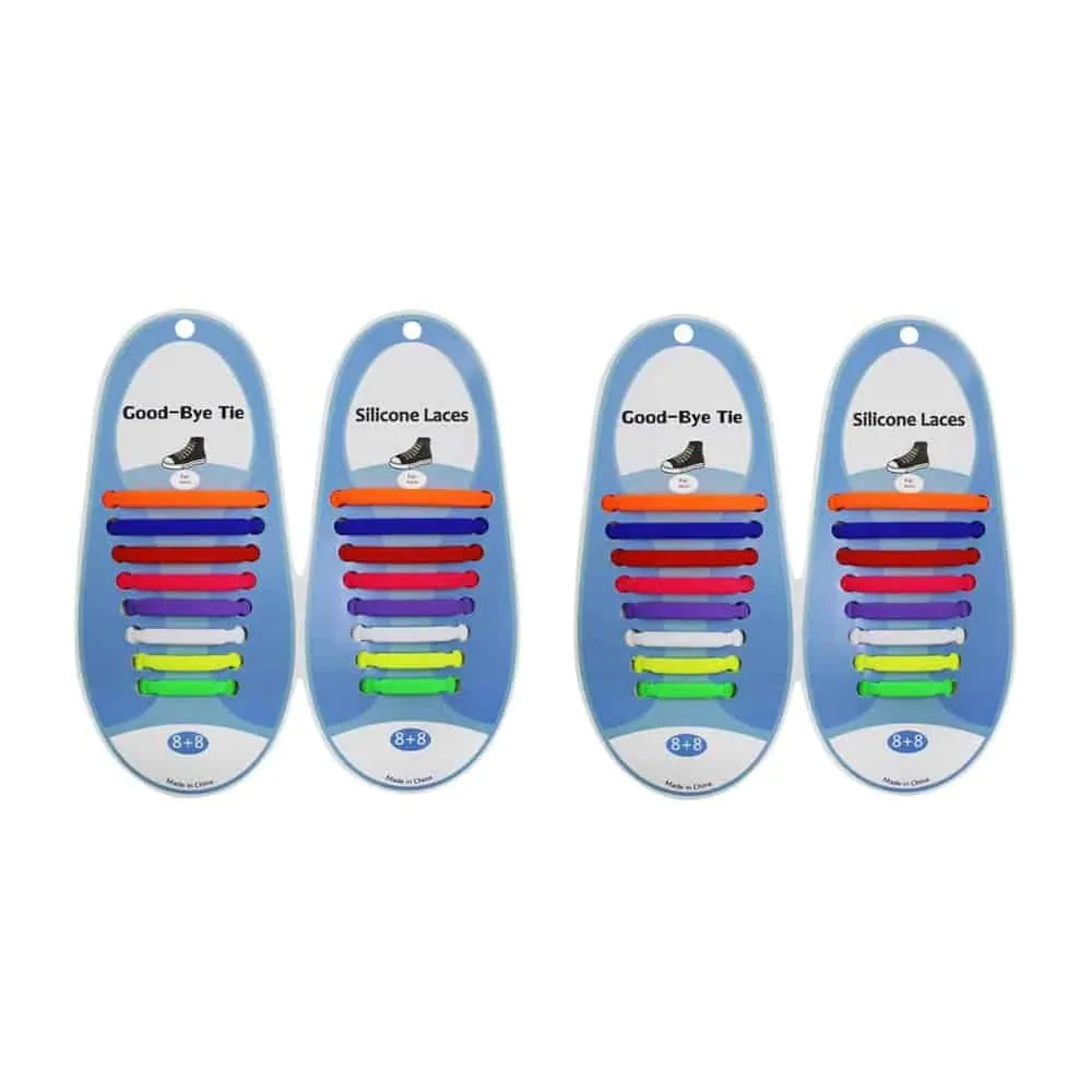 No-Tie Lazy Silicone Speed Shoelaces - Adults (x2) - Rainbow