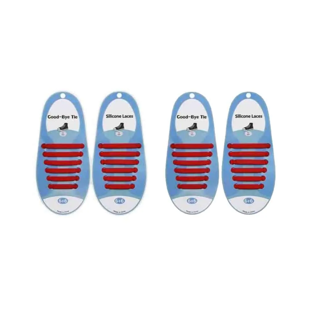 elastic lazy no-tie silicone speed laces - Red (Kids) x2 Combo