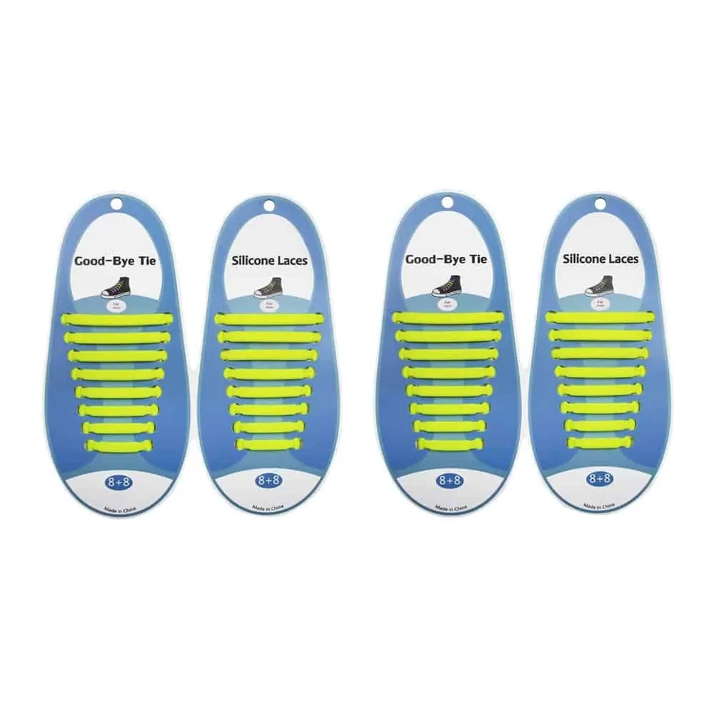 No-Tie Lazy Silicone Speed Shoelaces - Adults- x 2 Combo - Yellow