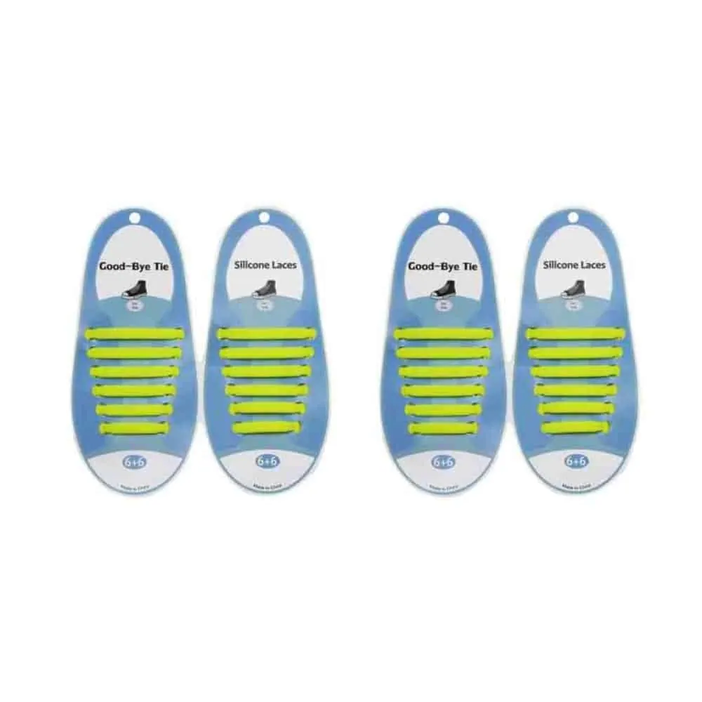 Elastic Lazy No-Tie Silicone Speed Laces - Kids- 2 Pack - Yellow