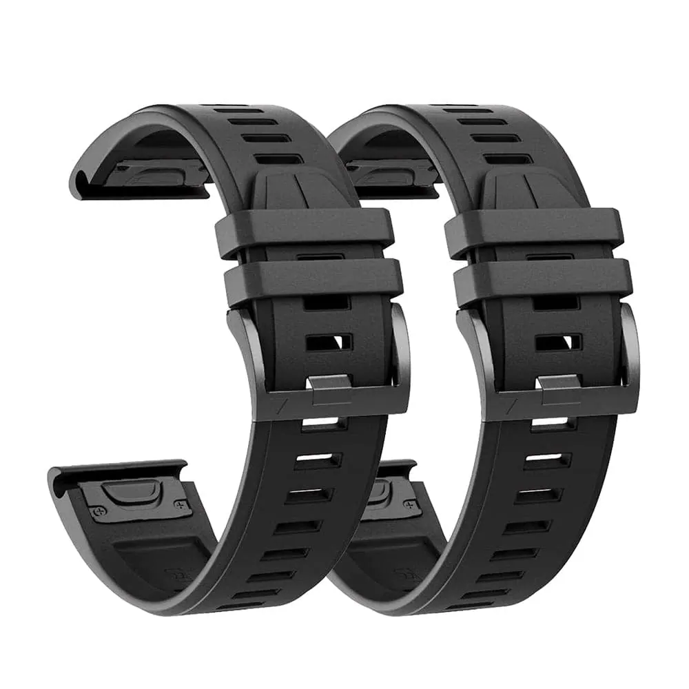 26mm EasyFit Silicone Strap for Garmin - Black, 2 Pack