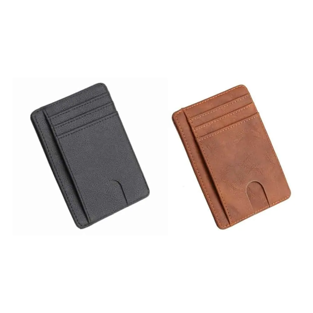 Minimalist Vegan Leather CardCash Holder RFID Protection - Black and Brown Combo