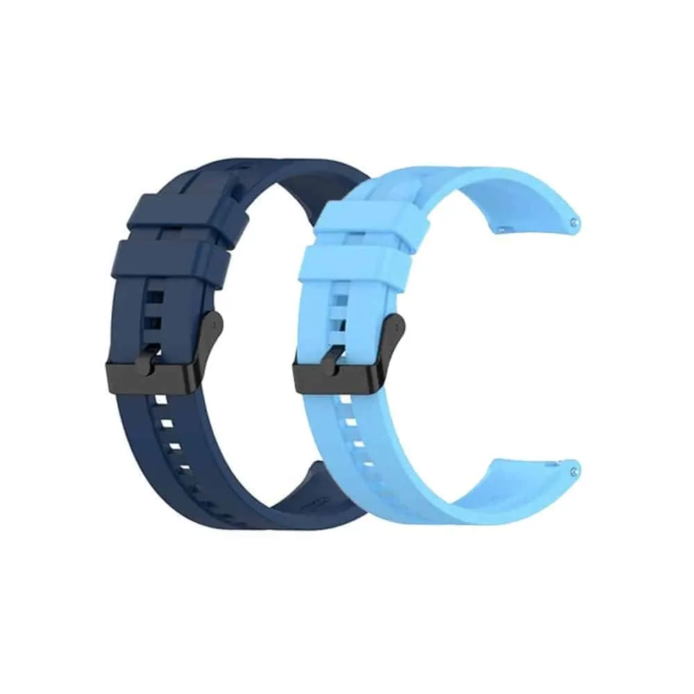 22mm Quick Release Silicone Strap - Navy+Light Blue, 2 Pack
