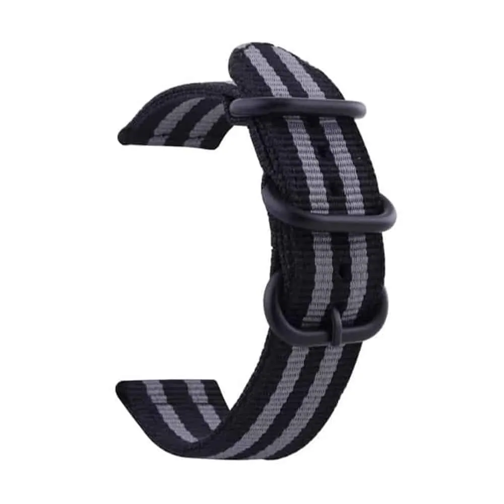 22mm PinFit Nylon Watch Strap - Black & Grey
